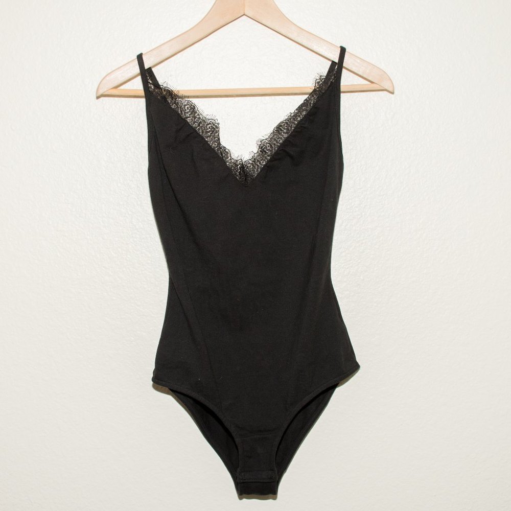 Ten Sixty Sherman Black Lace Trim Bodysuit